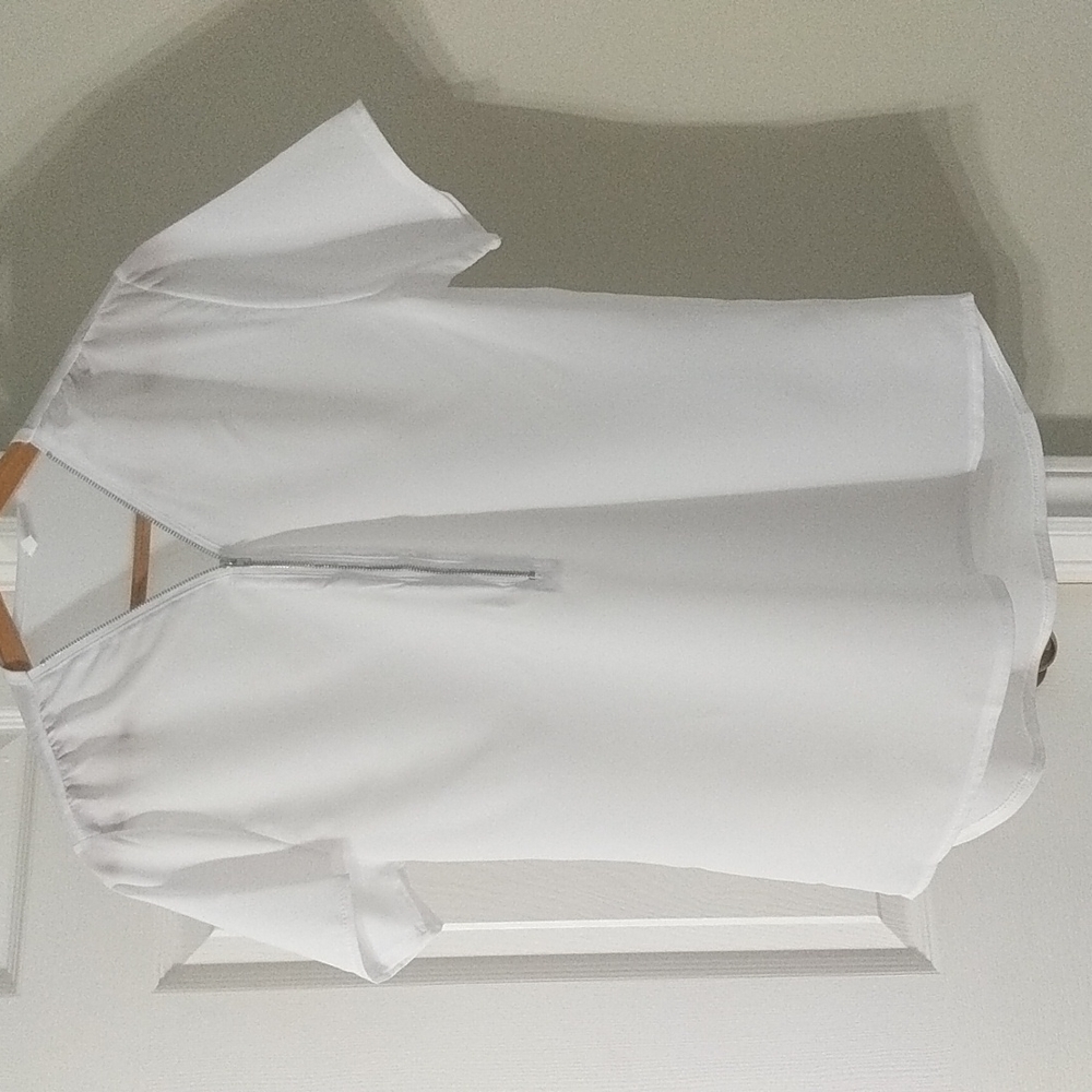 White Zipper Blouse